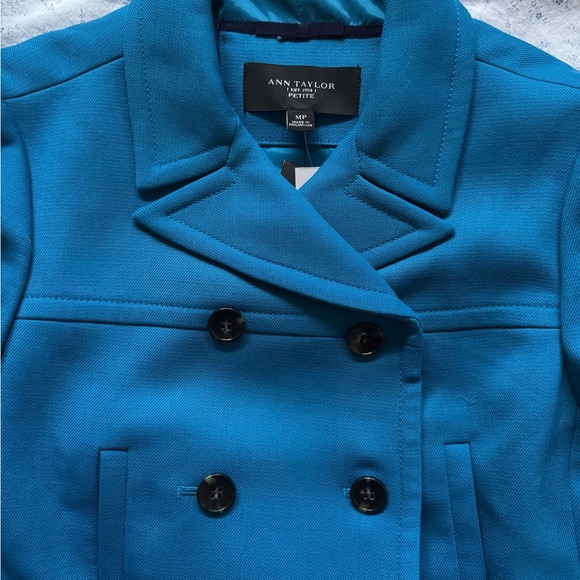 Ann Taylor Blue Mid Length Pea Coat Sz MP - Picture 5 of 7